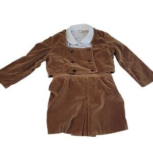 Vintage Jack & Jill Togs Toddler 3-Piece Velvety Suspender Outfit Set Skirt 2T